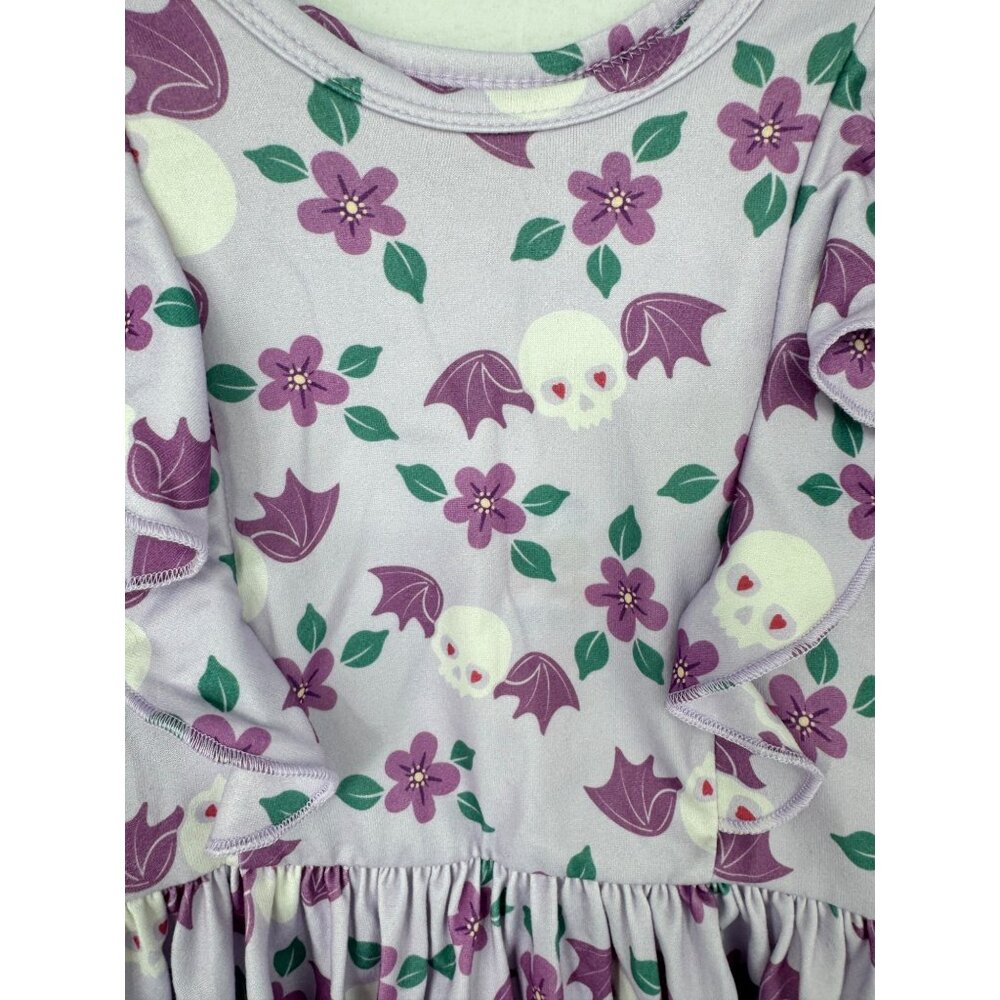 DotDotSmile Girls 2T Ruffle Long Sleeves Dress Halloween Skull Bats New with Tag - Picture 3 of 6